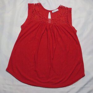 KEREN HART womens BLOUSE shirt RED sleeveless TANK top VALENTINE'S DAY SIZE L